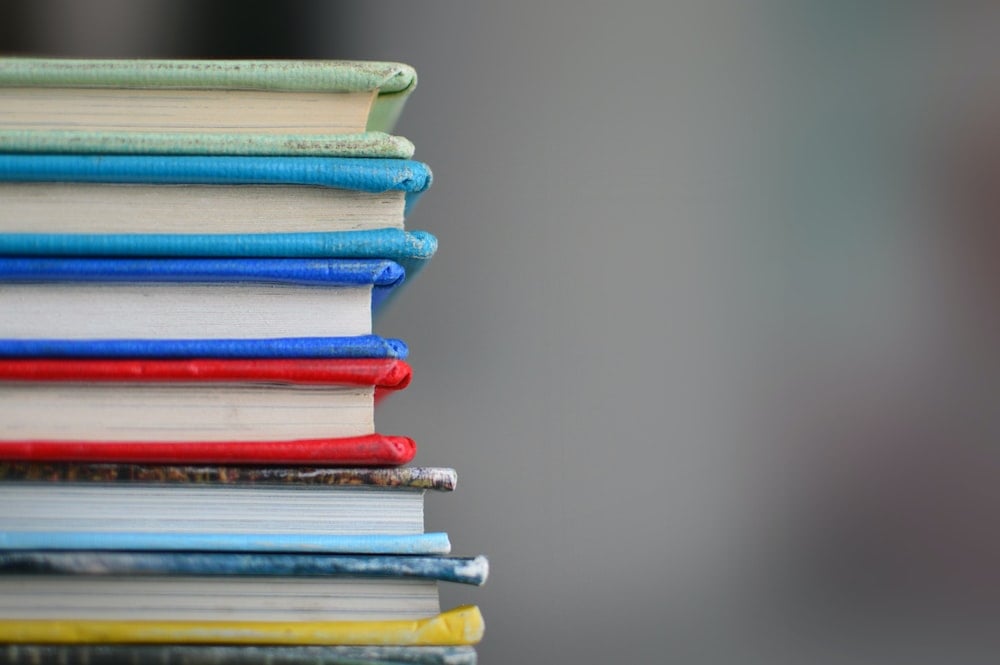 Stack of hardcover books
